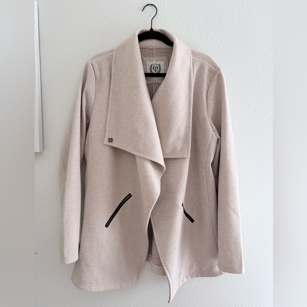 Italina Light Beige Draped Wool-Blend Jacket
